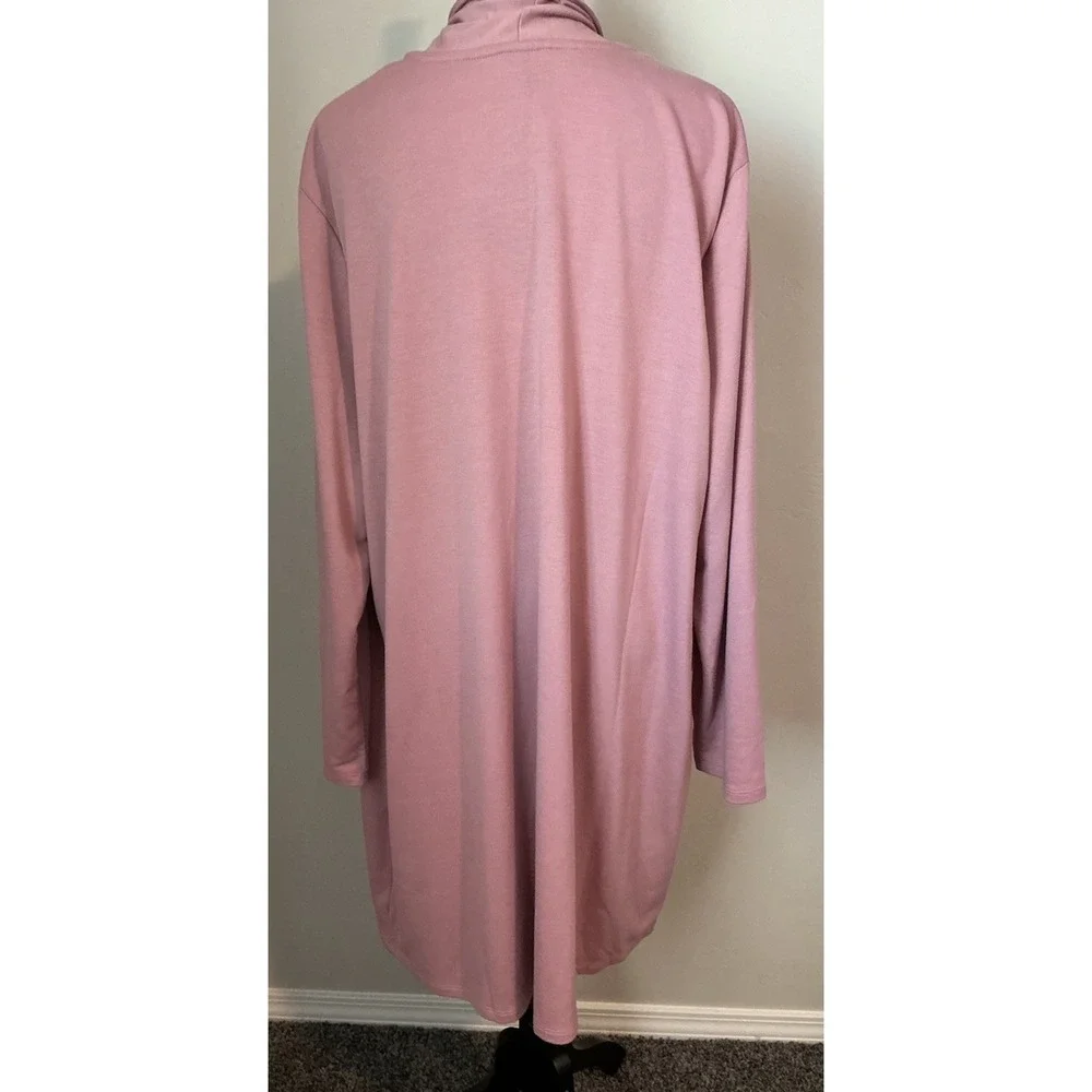 Ava‎ & Viv Duster Cardigan Mauve Pink Open Front Pockets L/S Travel Stretch 2X
